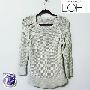 LOFT Cream Chunky Knit Pullover Sweater